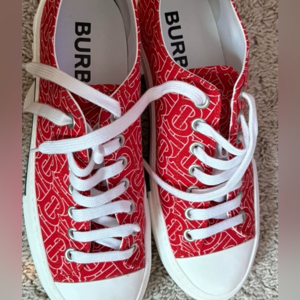 Burberry Trainers Jack M Bright Red Low M11 US - Picture 2 of 4